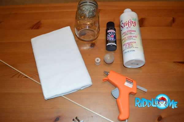 Set up materials for ghost in a jar