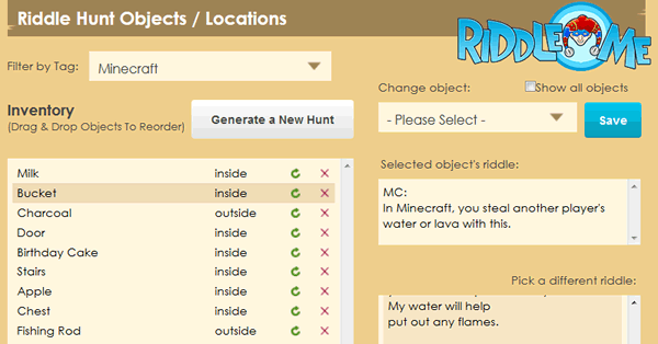 Minecraft scavenger hunt objects